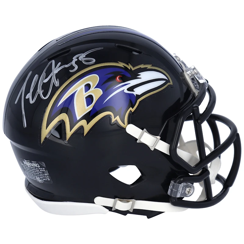 Terrell Suggs Baltimore Ravens Autographed Riddell Speed Mini Helmet