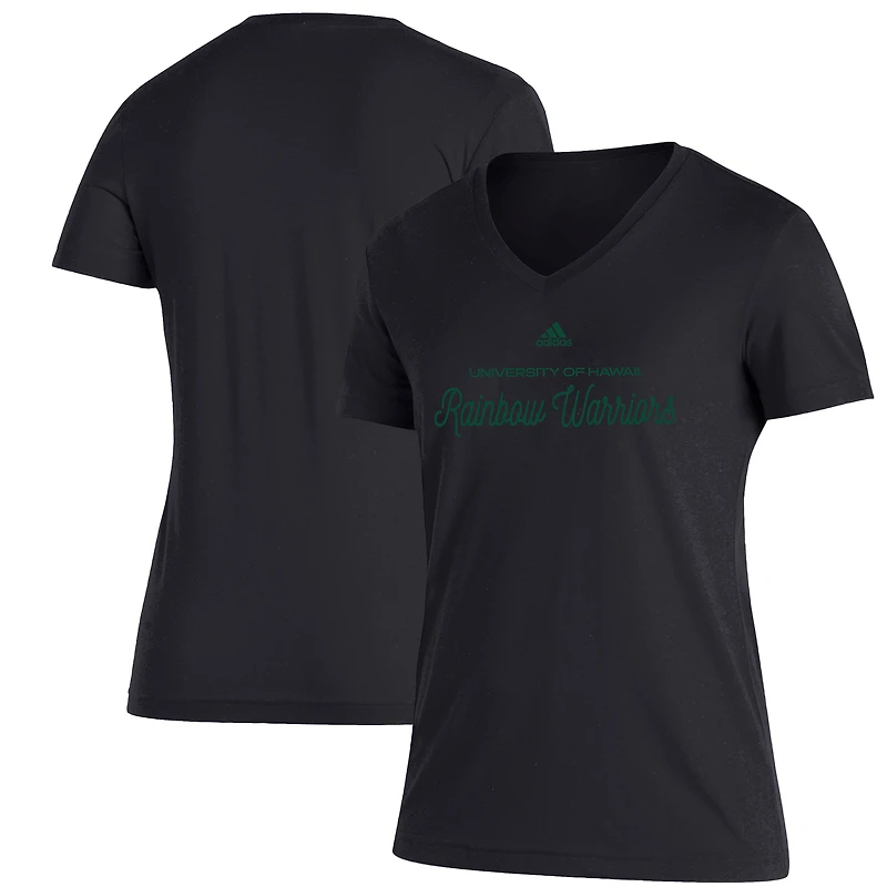 Women's adidas Black Hawaii Warriors Blend V-Neck T-Shirt
