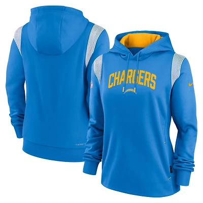 Women's Nike Powder Blue Los Angeles Chargers Sideline Stack Performance Pullover Hoodie