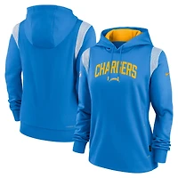 Women's Nike Powder Blue Los Angeles Chargers Sideline Stack Performance Pullover Hoodie