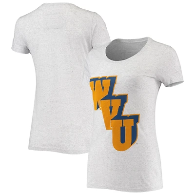 Women's Homefield Gray West Virginia Mountaineers Block Basketball Logo Vintage Tri-Blend T-Shirt