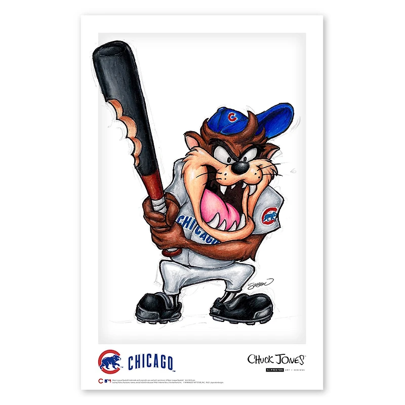 Tasmanian Devil Chicago Cubs 11'' x 17'' Looney Tunes Fine Art Print