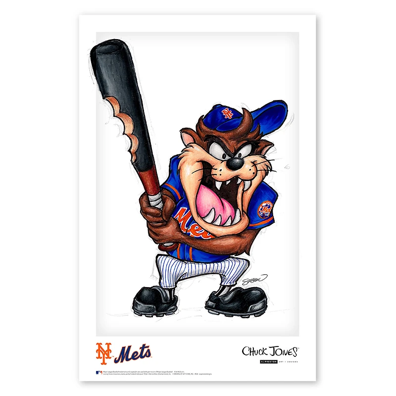 Tasmanian Devil New York Mets 11'' x 17'' Looney Tunes Fine Art Print