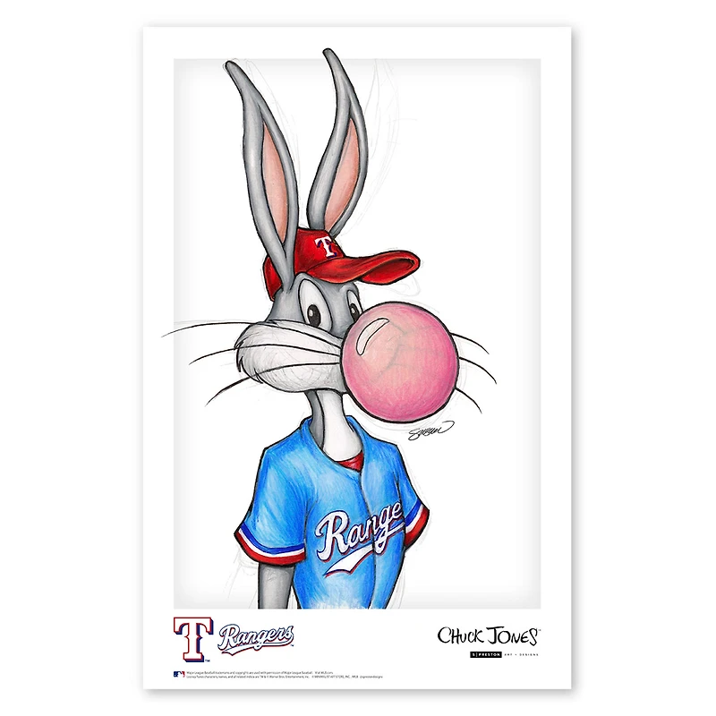 Bugs Bunny Texas Rangers 11'' x 17'' Looney Tunes Fine Art Print