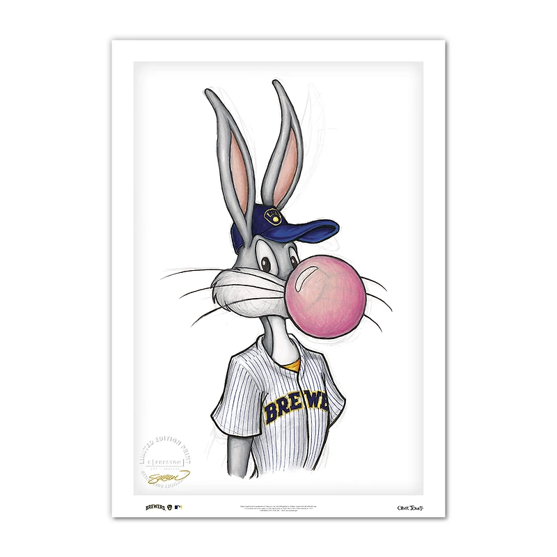 Bugs Bunny Milwaukee Brewers 14'' x 20'' Looney Tunes Fine Art Print