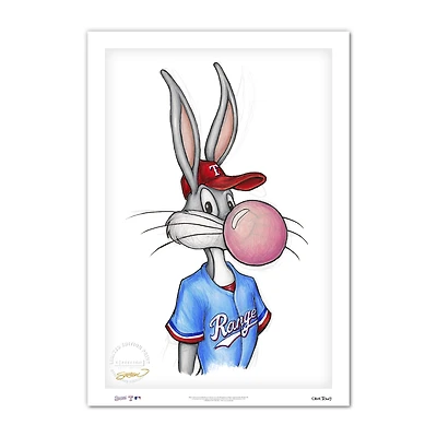 Bugs Bunny Texas Rangers 14'' x 20'' Looney Tunes Fine Art Print