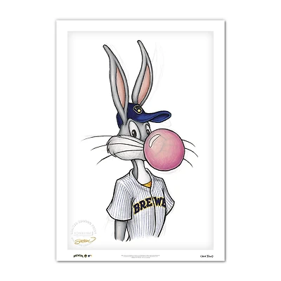 Bugs Bunny Milwaukee Brewers 24'' x 36'' Looney Tunes Fine Art Print