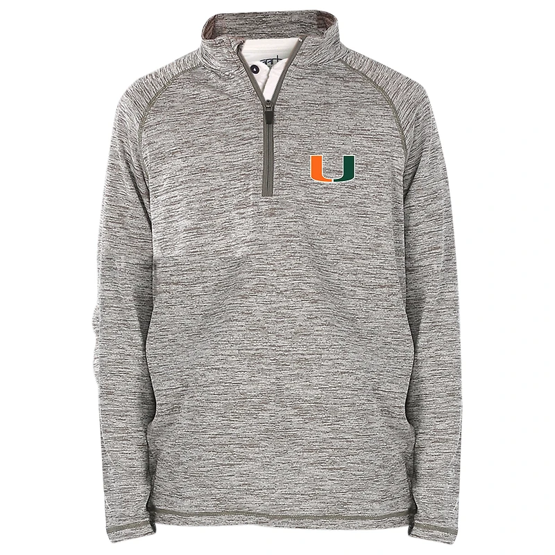 Youth Garb Heathered Gray Miami Hurricanes Matthew Quarter-Zip Pullover Jacket
