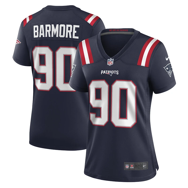 Women's Nike Christian Barmore Navy New England Patriots Game Jersey