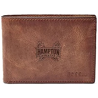 Men's Fossil Brown Hampton Pirates Leather Derrick Front Pocket Bi-Fold Wallet