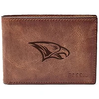 Men's Fossil Brown North Carolina Central Eagles Leather Derrick Front Pocket Bi-Fold Wallet