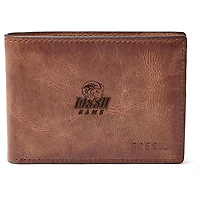 Men's Fossil Brown Winston-Salem State Rams Leather Derrick Front Pocket Bi-Fold Wallet