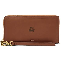 Women's Fossil Brown Winston-Salem State Rams Leather Logan RFID Zip Around Clutch