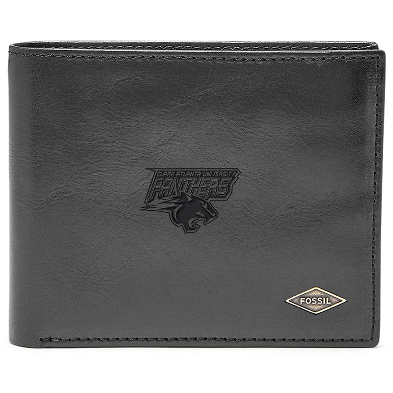 Men's Fossil Black Clark Atlanta University Panthers Ryan RFID Flip ID Bi-Fold Wallet