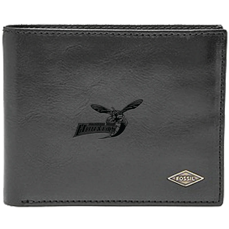 Men's Fossil Black Delaware State Hornets Ryan RFID Flip ID Bi-Fold Wallet