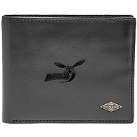 Men's Fossil Black Delaware State Hornets Ryan RFID Flip ID Bi-Fold Wallet