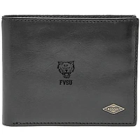 Men's Fossil Black Fort Valley State Wildcats Ryan RFID Flip ID Bi-Fold Wallet