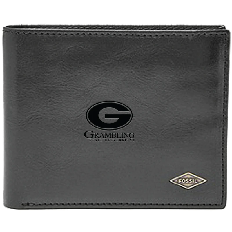 Men's Fossil Black Grambling Tigers Ryan RFID Flip ID Bi-Fold Wallet