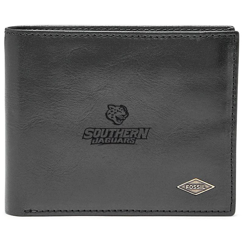 Men's Fossil Black Southern University Jaguars Ryan RFID Flip ID Bi-Fold Wallet