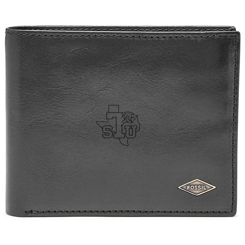 Men's Fossil Black Texas Southern Tigers Ryan RFID Flip ID Bi-Fold Wallet