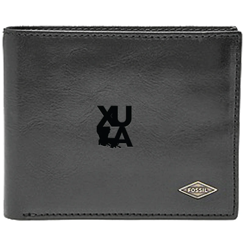 Men's Fossil Black XULA Gold Ryan RFID Flip ID Bi-Fold Wallet