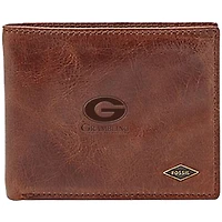 Men's Fossil Brown Grambling Tigers Ryan RFID Flip ID Bi-Fold Wallet
