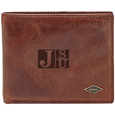 Men's Fossil Brown Jackson State Tigers Ryan RFID Flip ID Bi-Fold Wallet