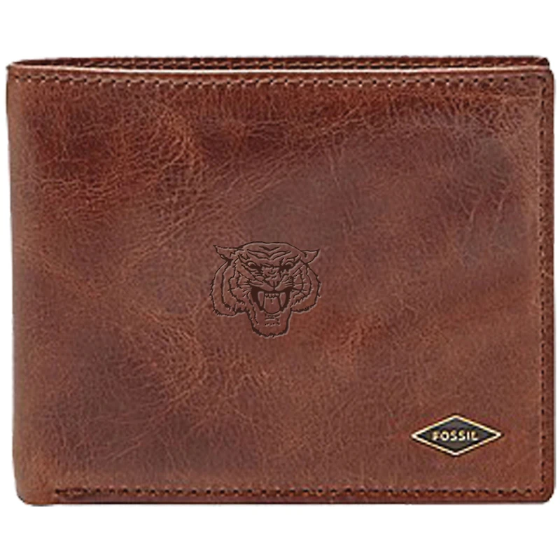 Men's Fossil Brown Morehouse Maroon Tigers Ryan RFID Flip ID Bi-Fold Wallet