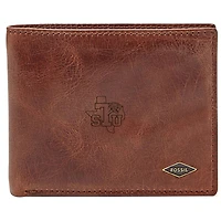 Men's Fossil Brown Texas Southern Tigers Ryan RFID Flip ID Bi-Fold Wallet