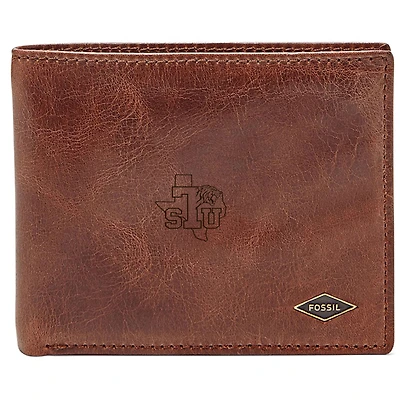 Men's Fossil Brown Texas Southern Tigers Ryan RFID Flip ID Bi-Fold Wallet