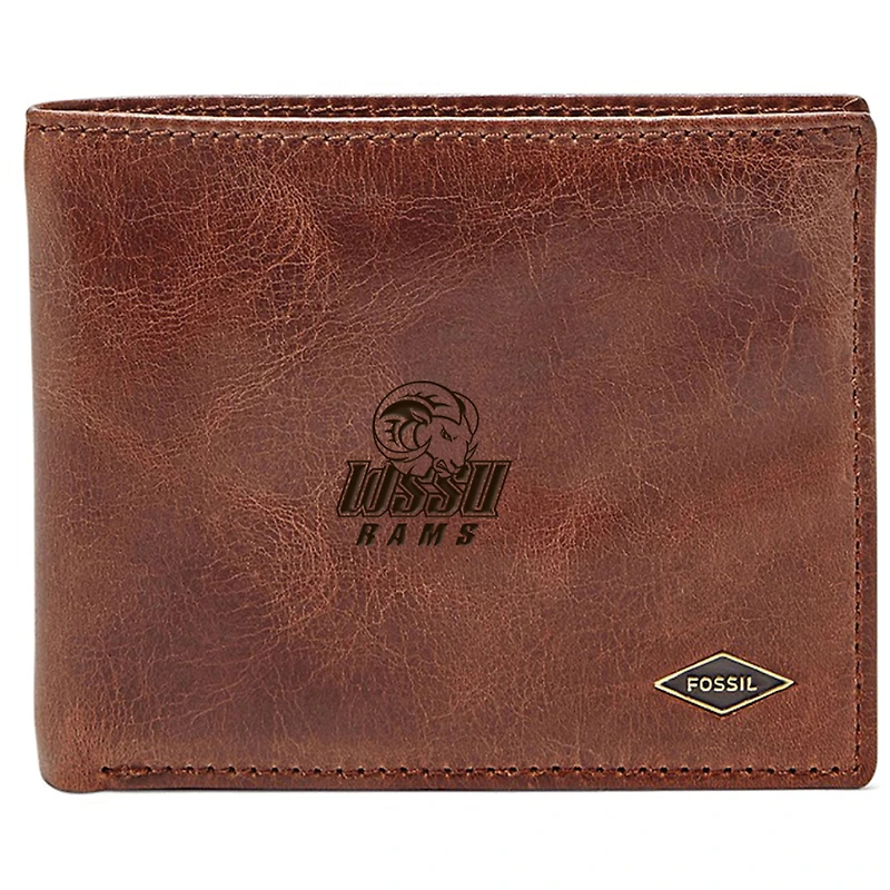 Men's Fossil Brown Winston-Salem State Rams Ryan RFID Flip ID Bi-Fold Wallet