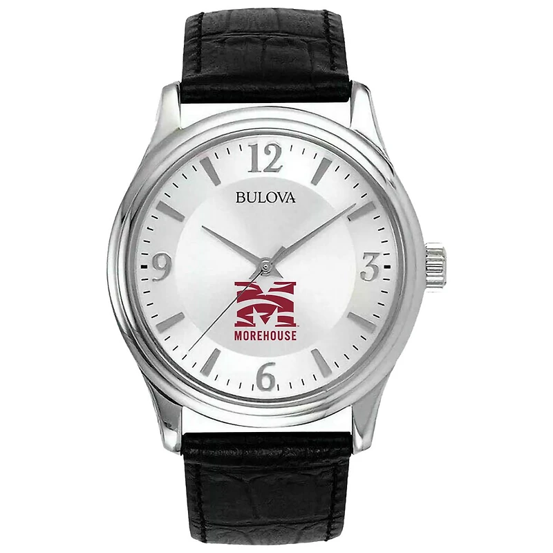 Silver Morehouse Maroon Tigers Leather Watch