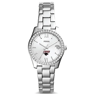 Women's Fossil Silver Clark Atlanta University Panthers Scarlette Mini Three-Hand Date Watch
