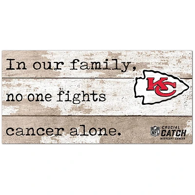 Kansas City Chiefs NFL Crucial Catch 6'' x 12'' In Our Family No One Fights Cancer Alone Sign