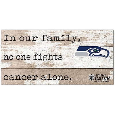 Seattle Seahawks NFL Crucial Catch 6'' x 12'' In Our Family No One Fights Cancer Alone Sign