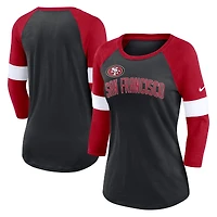 Women's Nike San Francisco 49ers Heather Black/Scarlet Football Pride Raglan 3/4-Sleeve T-Shirt