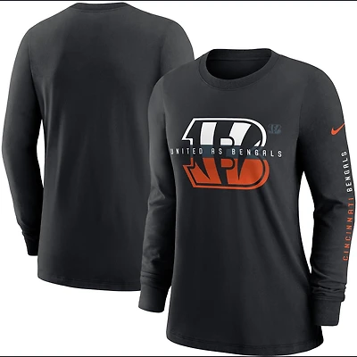 Women's Nike Black Cincinnati Bengals Prime Split Long Sleeve T-Shirt
