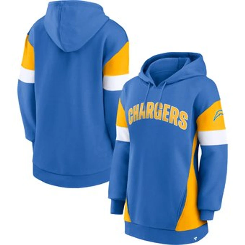 Women's Fanatics Powder Blue/Gold Los Angeles Chargers Lock It Down Pullover Hoodie