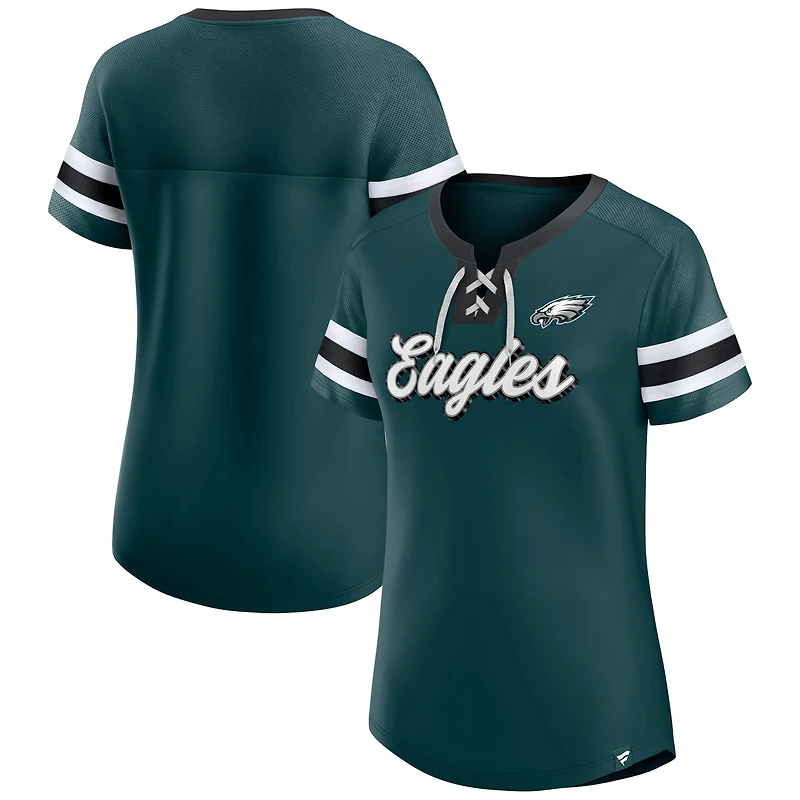 Women's Fanatics Midnight Green Philadelphia Eagles Original State Lace-Up T-Shirt