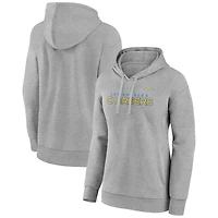 Women's Fanatics Heather Gray Los Angeles Chargers Iconic Cotton Fleece Checklist Pullover Hoodie