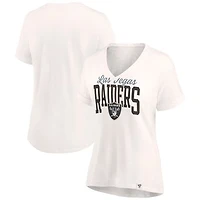 Women's Oatmeal Las Vegas Raiders Motivating Force Lightweight V-Neck T-Shirt
