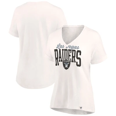 Women's Oatmeal Las Vegas Raiders Motivating Force Lightweight V-Neck T-Shirt