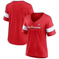 Women's Fanatics Heathered Scarlet San Francisco 49ers Give It All Half-Sleeve V-Neck T-Shirt