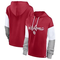 Women's Fanatics Crimson Oklahoma Sooners Play It Safe Colorblock Pullover Hoodie