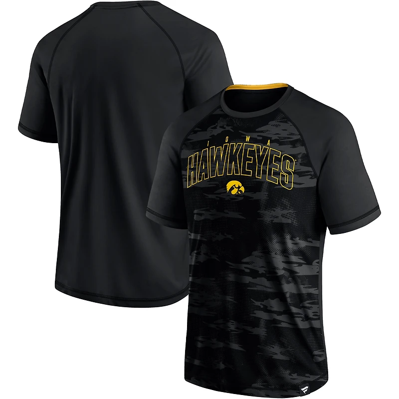 Men's Fanatics Black Iowa Hawkeyes Arch Outline Raglan T-Shirt