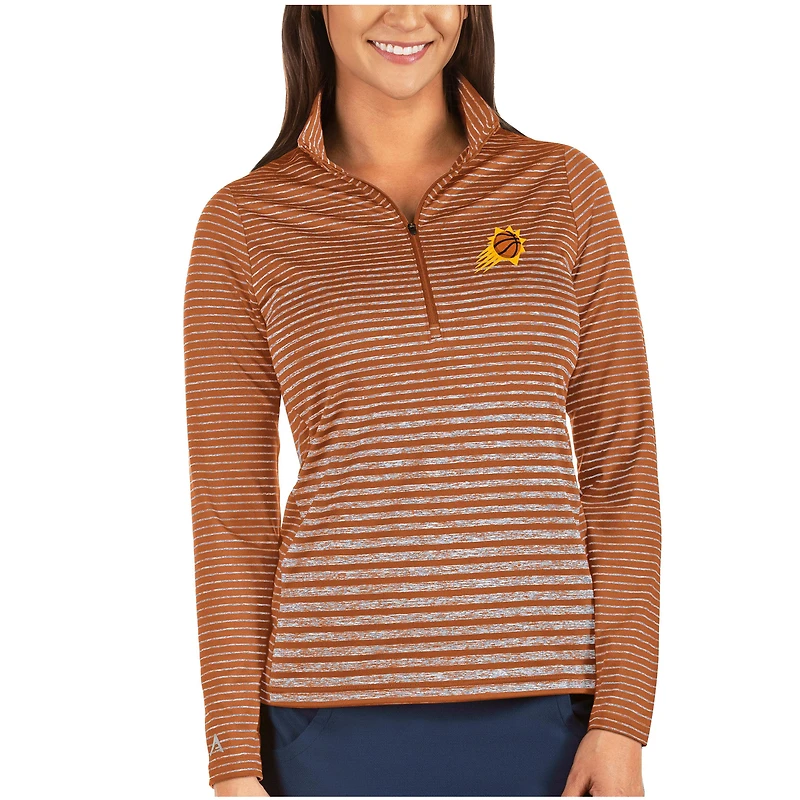 Women's Antigua Heathered Orange Phoenix Suns Pace Half-Zip Pullover Jacket