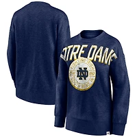 Women's Fanatics Heathered Navy Notre Dame Fighting Irish Jump Distribution Pullover Sweatshirt