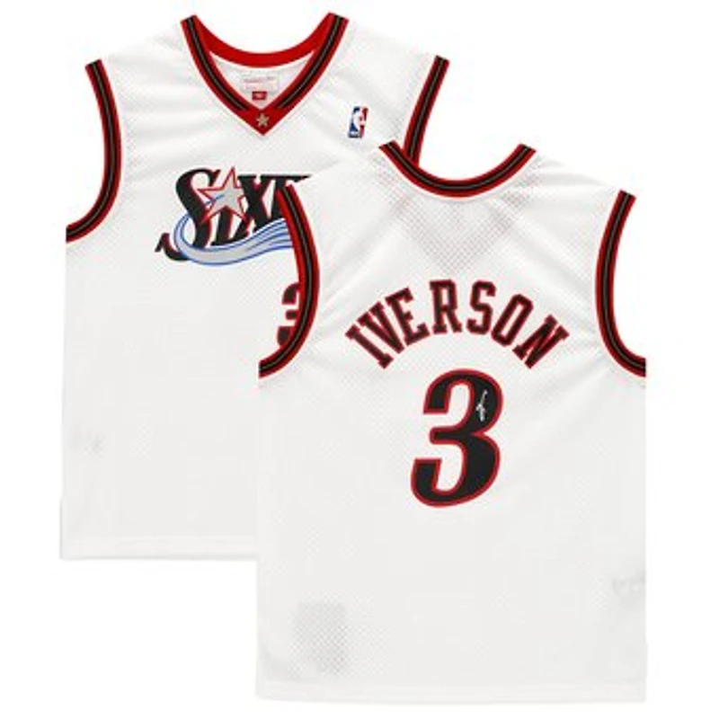 Allen Iverson Philadelphia 76ers Autographed Mitchell & Ness White 2000-01 Swingman Jersey