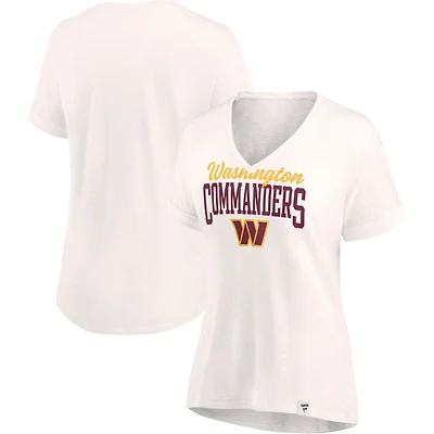 Women's Oatmeal Washington Commanders Motivating Force Lightweight V-Neck T-Shirt