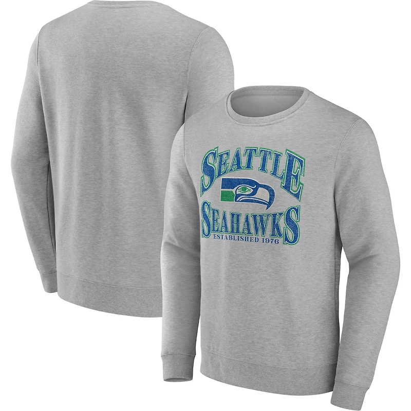 Men's Fanatics Heathered Charcoal Seattle Seahawks Playability Pullover Sweatshirt